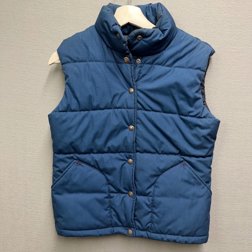 VTG 70s The North Face Puffer Vest W-S Brown Label Blue Made USA Gorpcore 🔥